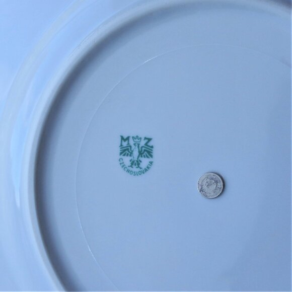 Porcelain Tidbit Plate Fruit Pattern Gold Trim 9 3/4"  MZ Czechoslovakia - Picture 3 of 4